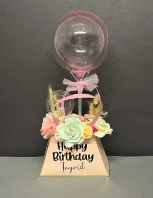 Fleurs artificielles anniversaire – Ballon Bulle