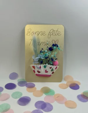 Carte fête des grands-mères – Mini bouquet fleurs séchées