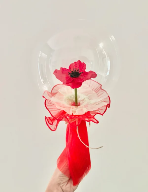 Coquelicot sur tige avec tissu et Bulle pour offrir